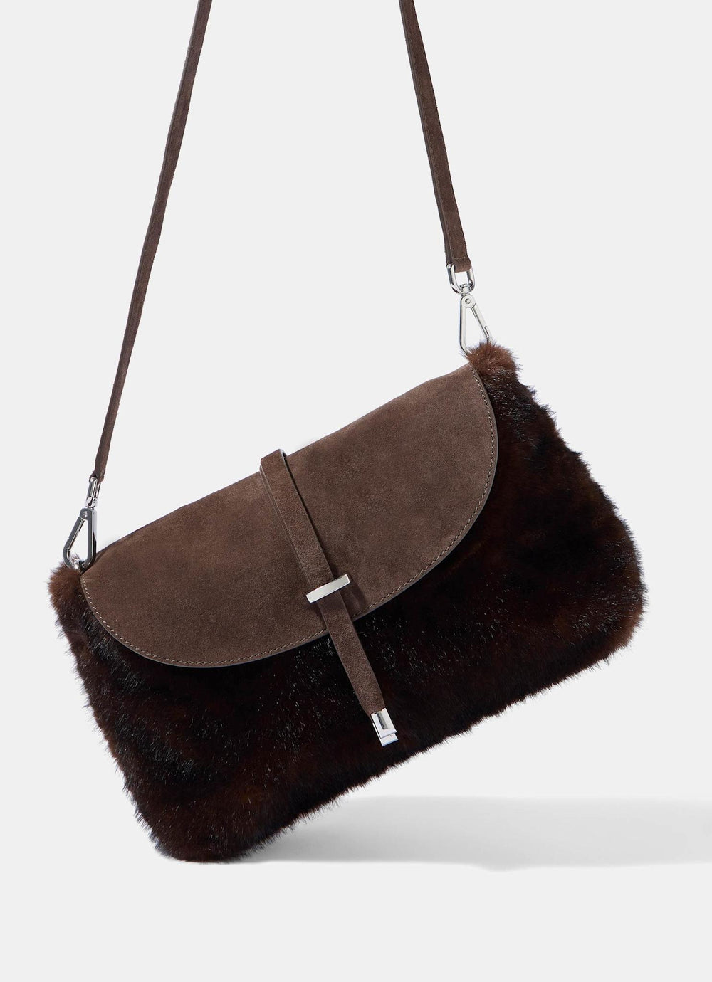 Chrissy Brown Faux Fur Shoulder Bag