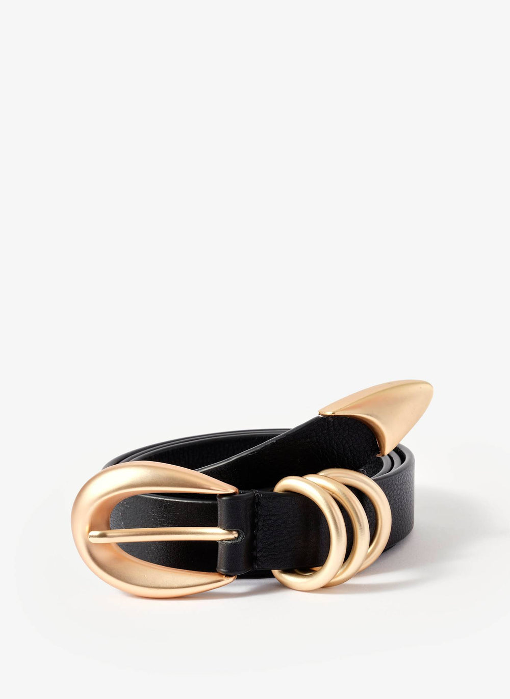 Black Leather Slim Belt