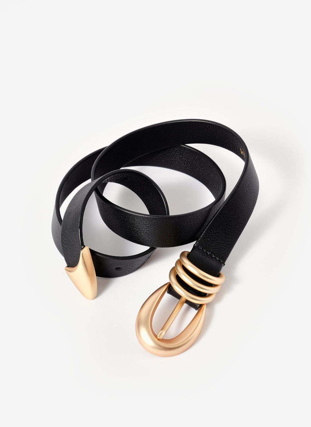 Black Leather Slim Belt