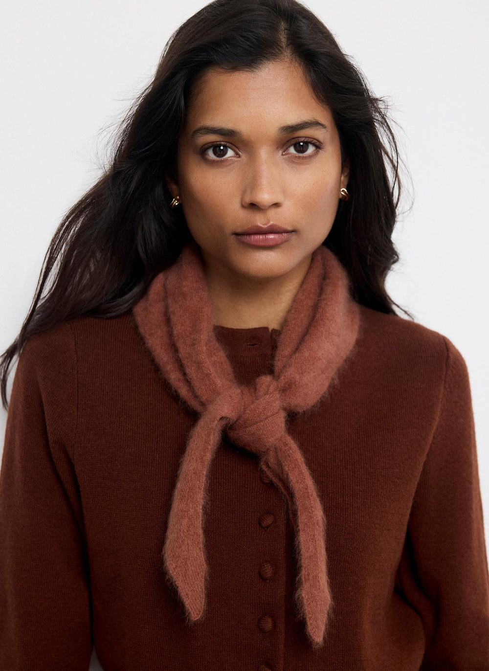 Burnt Orange Brushed Wool Mini Neck Scarf