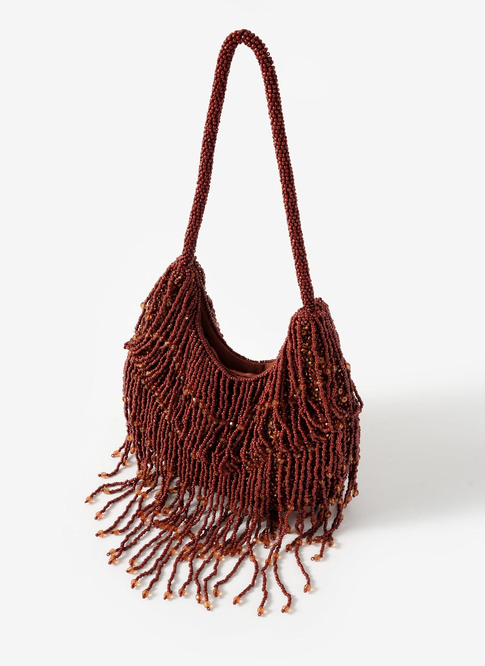Cleo Brown Beaded Shoulder Bag