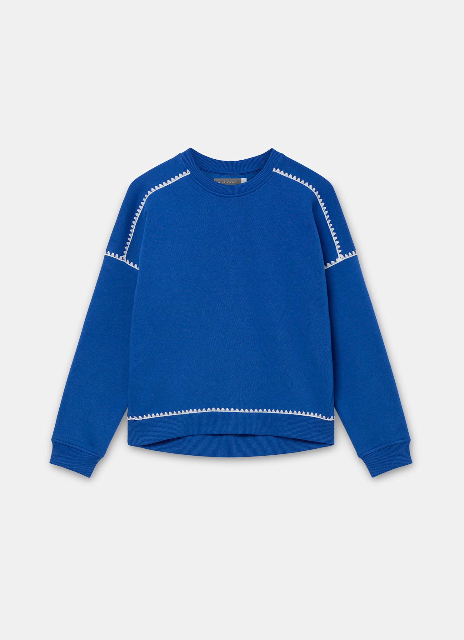 Blue Whipstitch Detail Sweatshirt – Mint Velvet