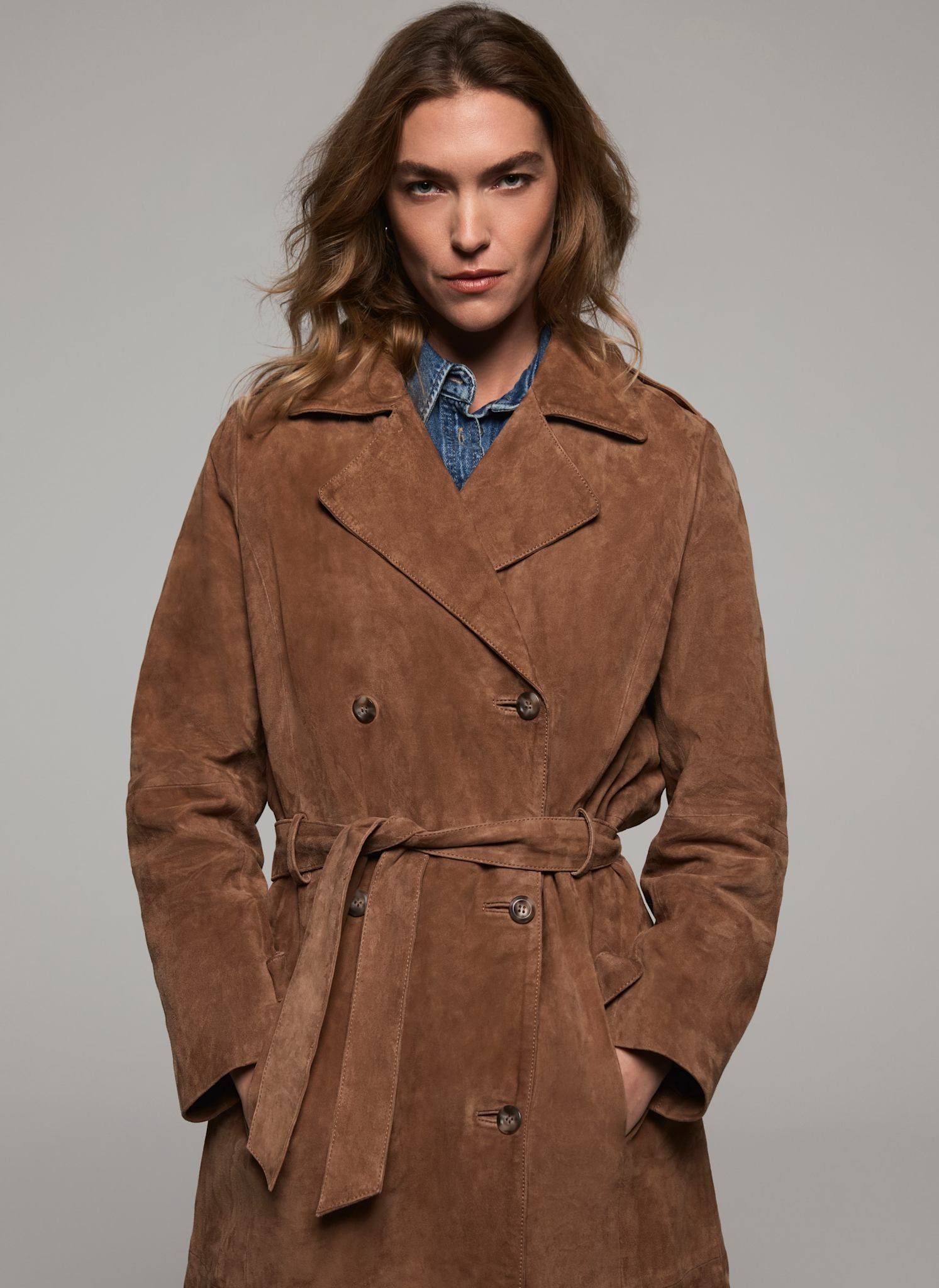 Tan Suede Trench Coat – Mint Velvet