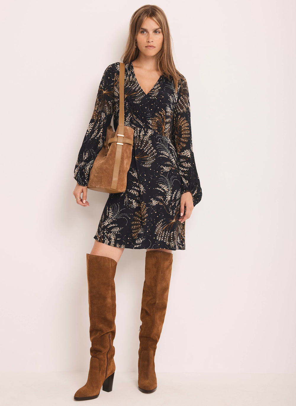Navy Printed Mini Dress
