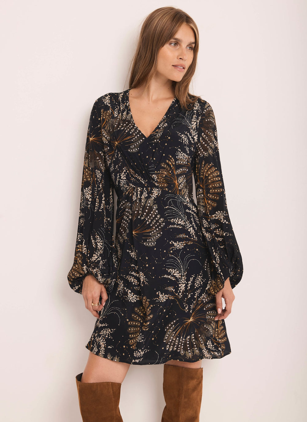 Navy Printed Mini Dress