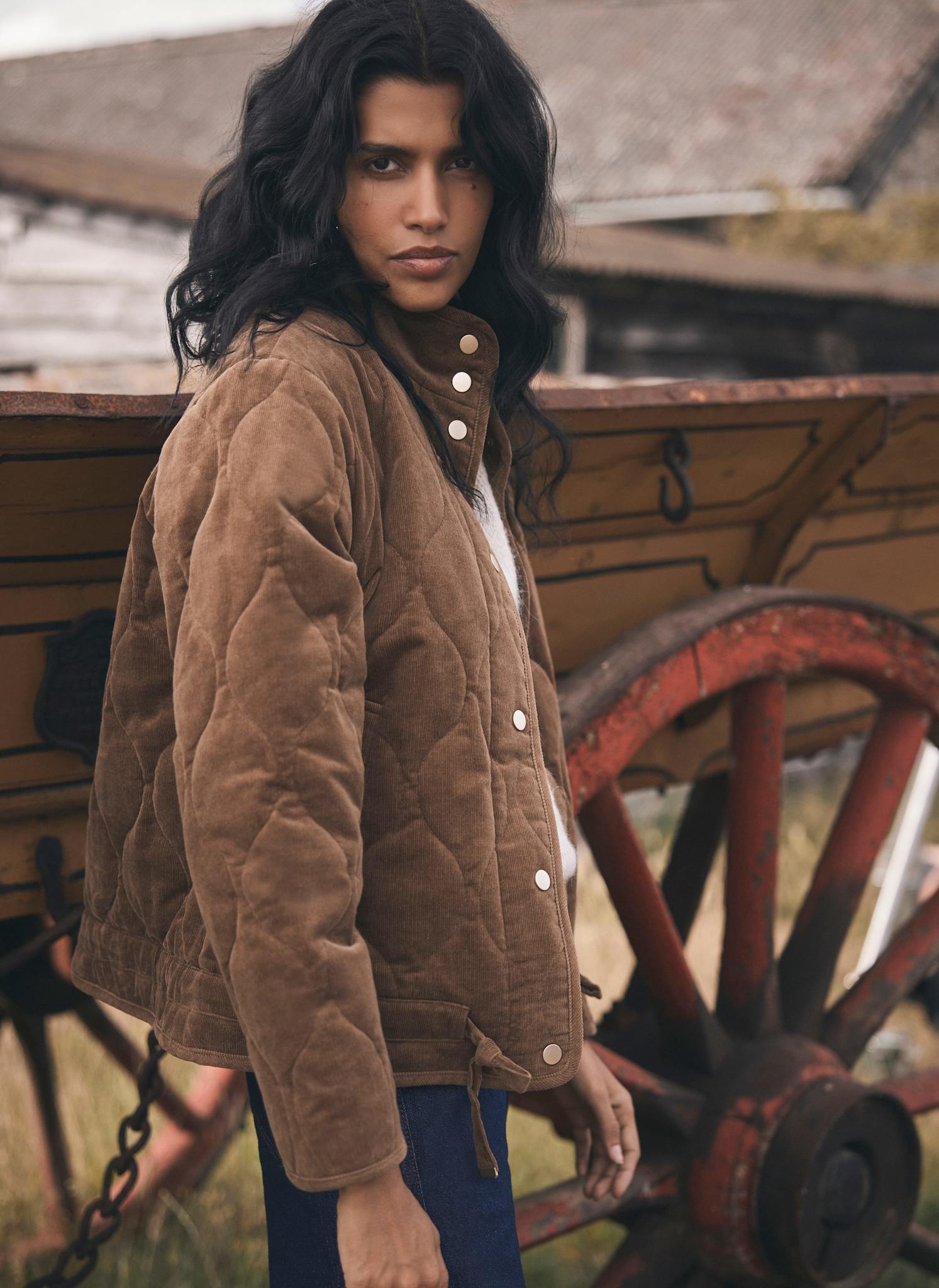 Brown Corduroy Quilted Jacket – Mint Velvet