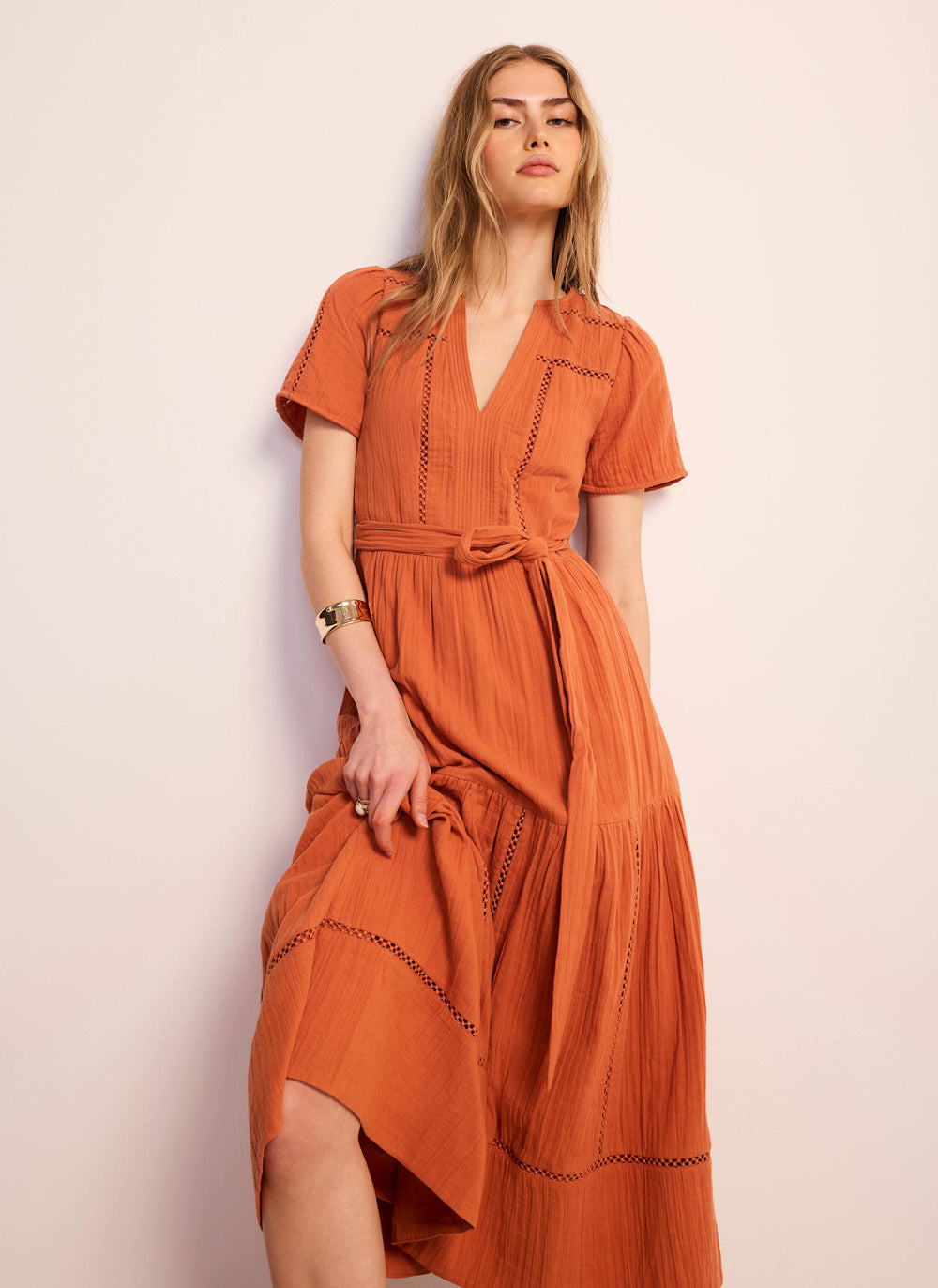 strapless open back dress Orange Cotton Cheesecloth Maxi Dress – Mint Velvet
