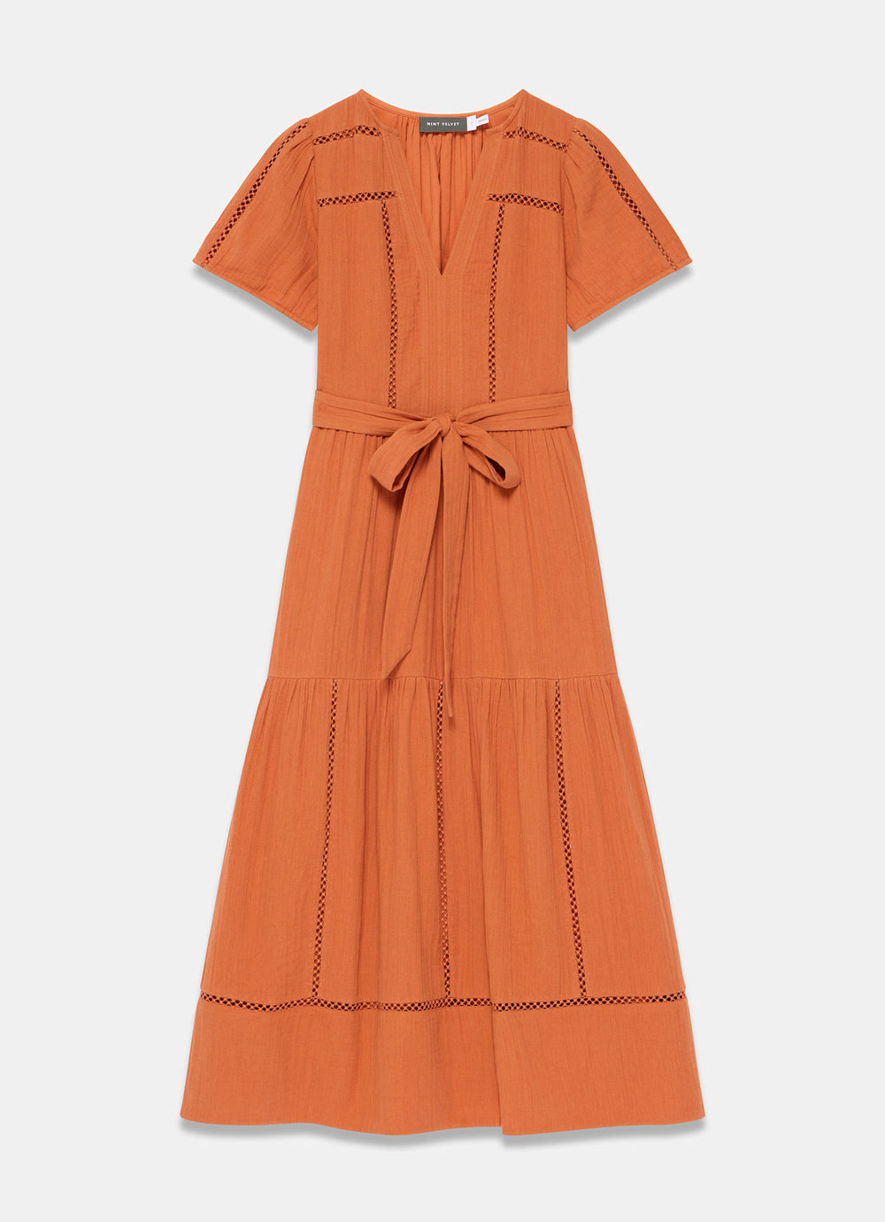knee length dresses for ladies Orange Cotton Cheesecloth Maxi Dress – Mint Velvet