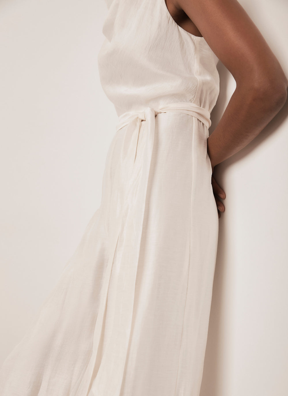 Cream Sleeveless Belted Balloon Jumpsuit