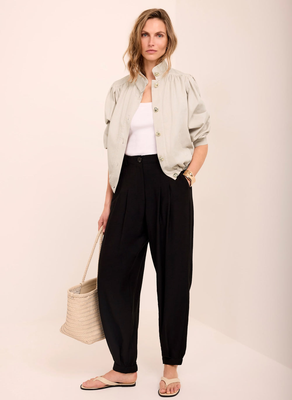 Neutral Cotton Blend Jacket
