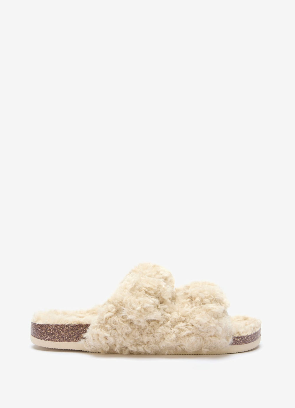 Cream Borg Strappy Sliders