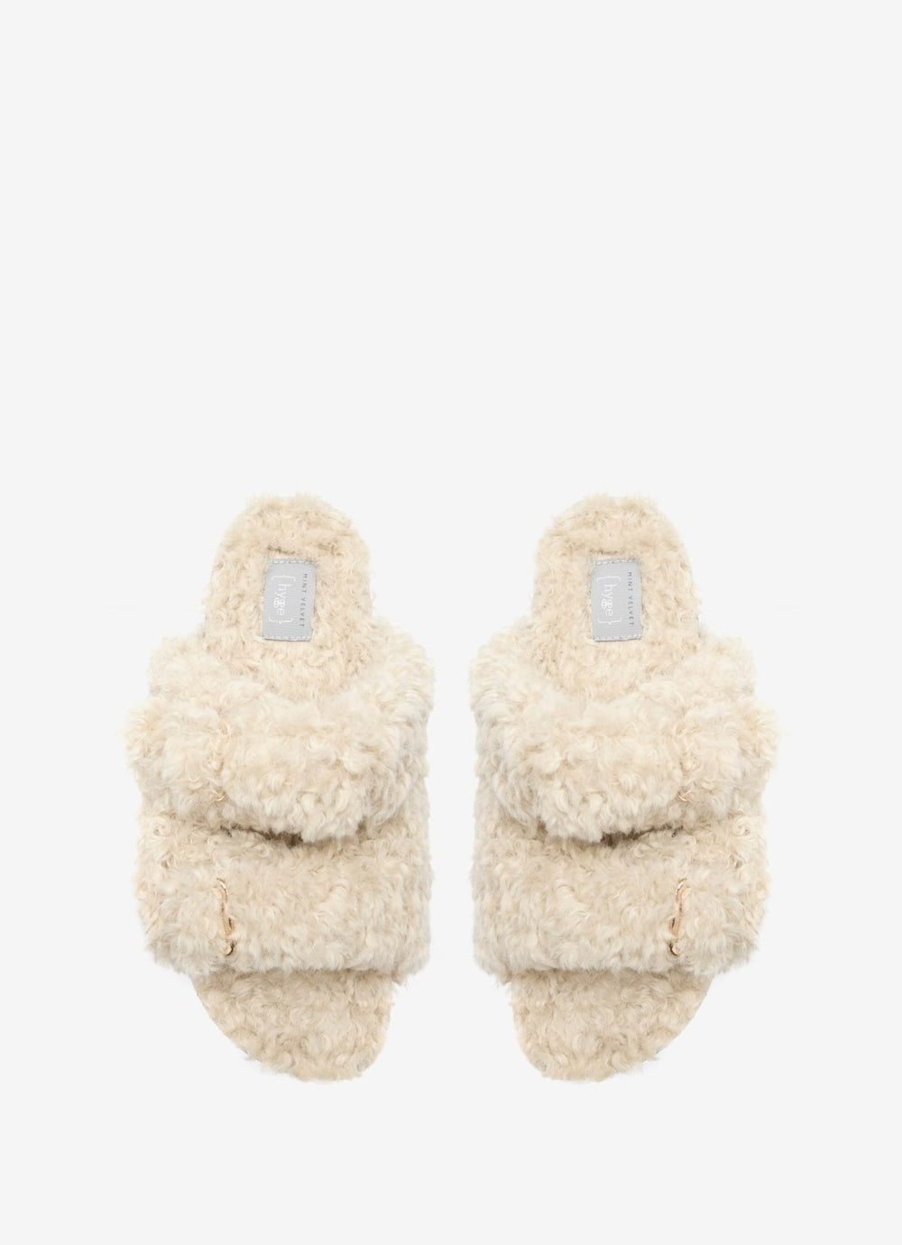 Cream Borg Strappy Sliders