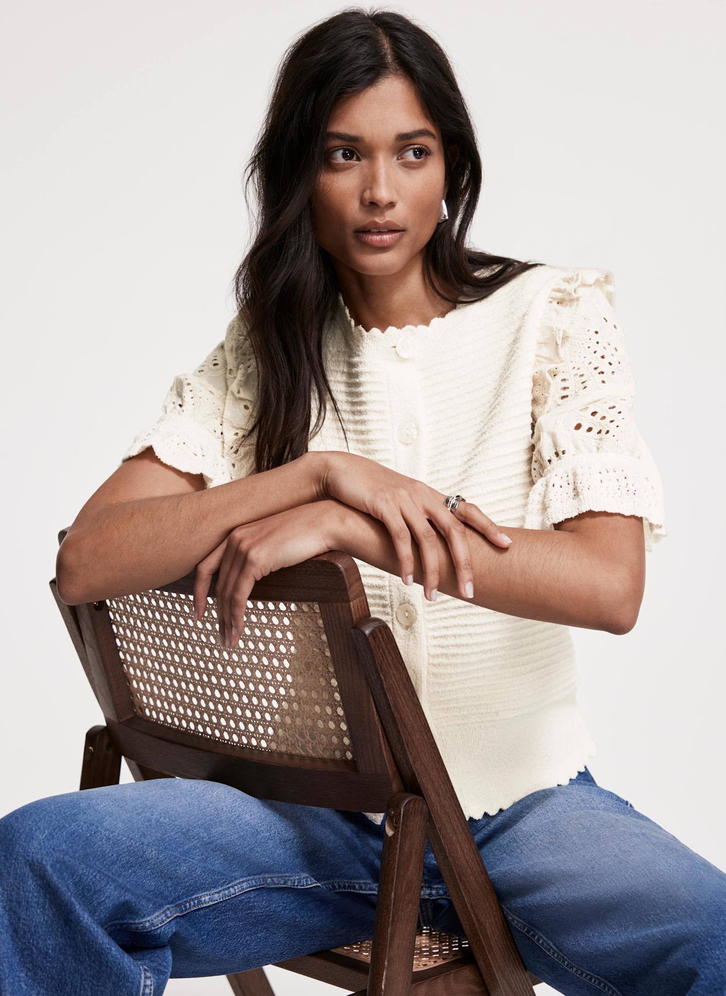 【新品未使用】メゾンドドルチェ wavy cardigan アイボリー dolce. ウェイビーカーディガン アイボリー メゾンドドルチェ wavy