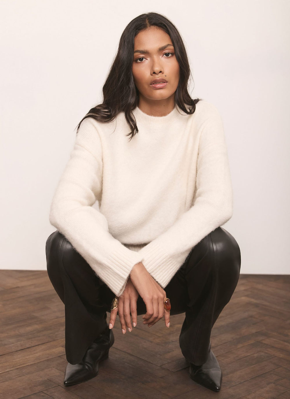 Cream Wool Blend Longline Jumper