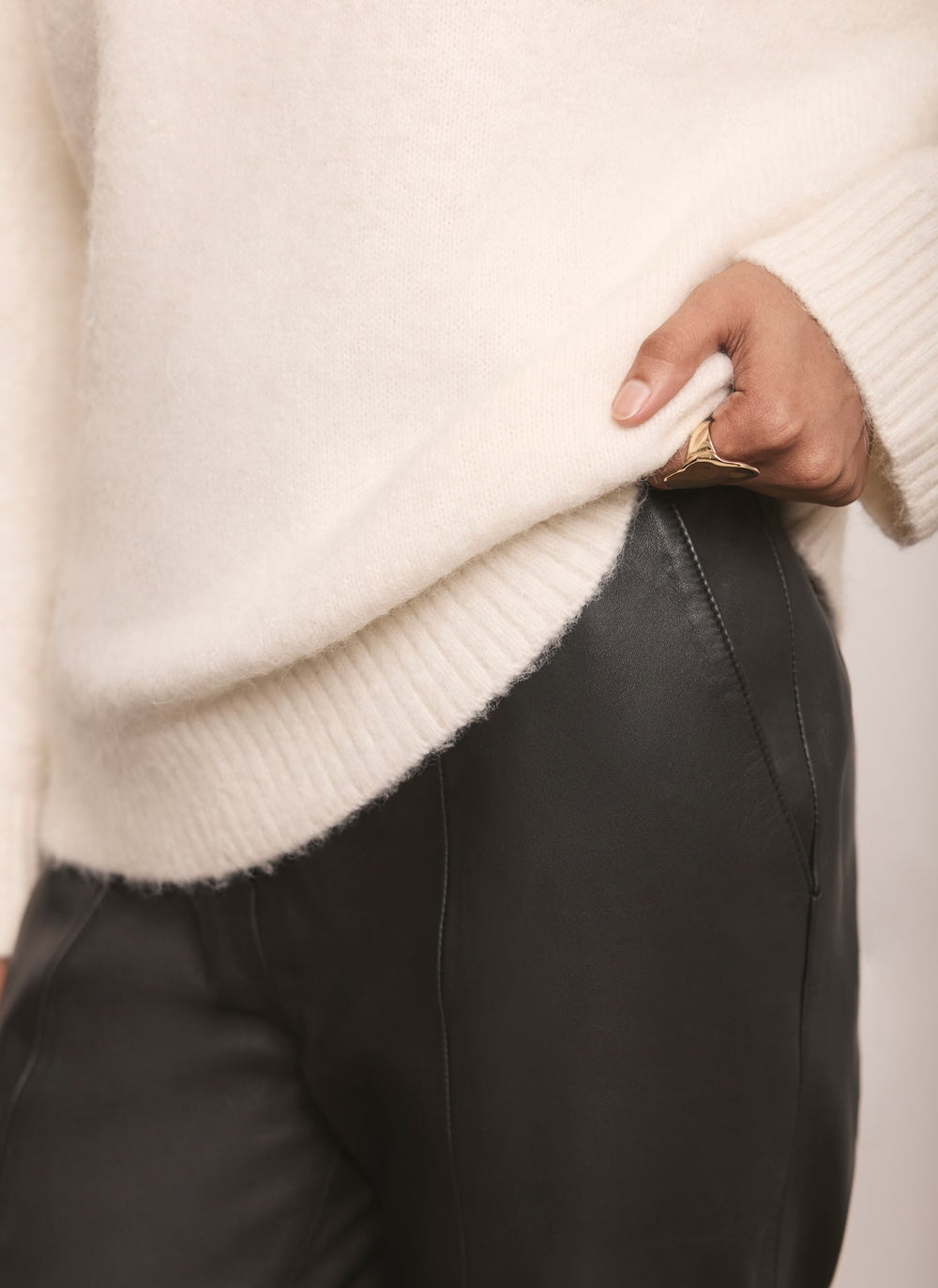 Cream Wool Blend Longline Jumper
