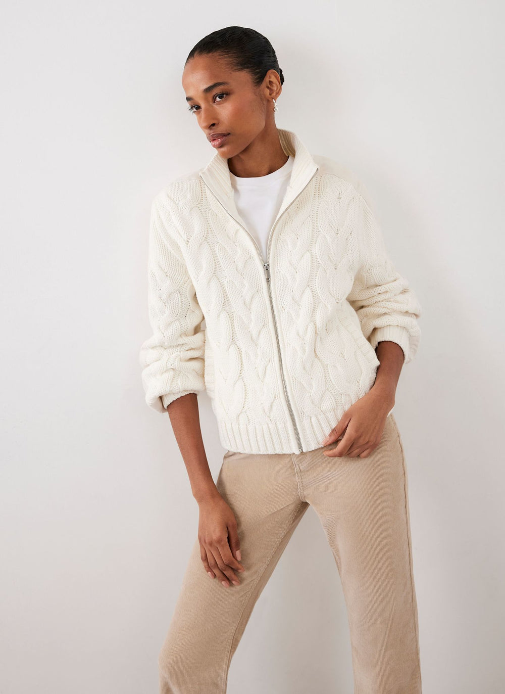 Cream Cable Knit Jacket