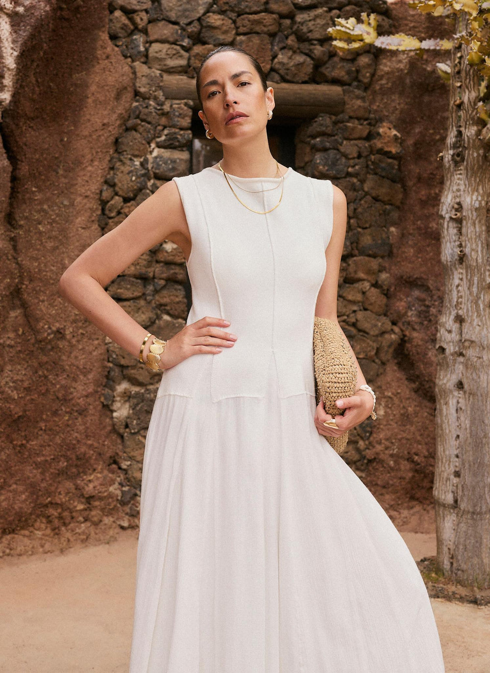 Cream Cotton Blend Drop Waist Maxi Dress Mint Velvet Cream Cotton Blend Drop Waist Maxi Dress Mint Velvet