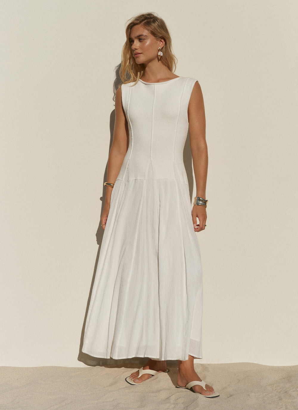 Cream Cotton Blend Drop Waist Maxi Dress – Mint Velvet