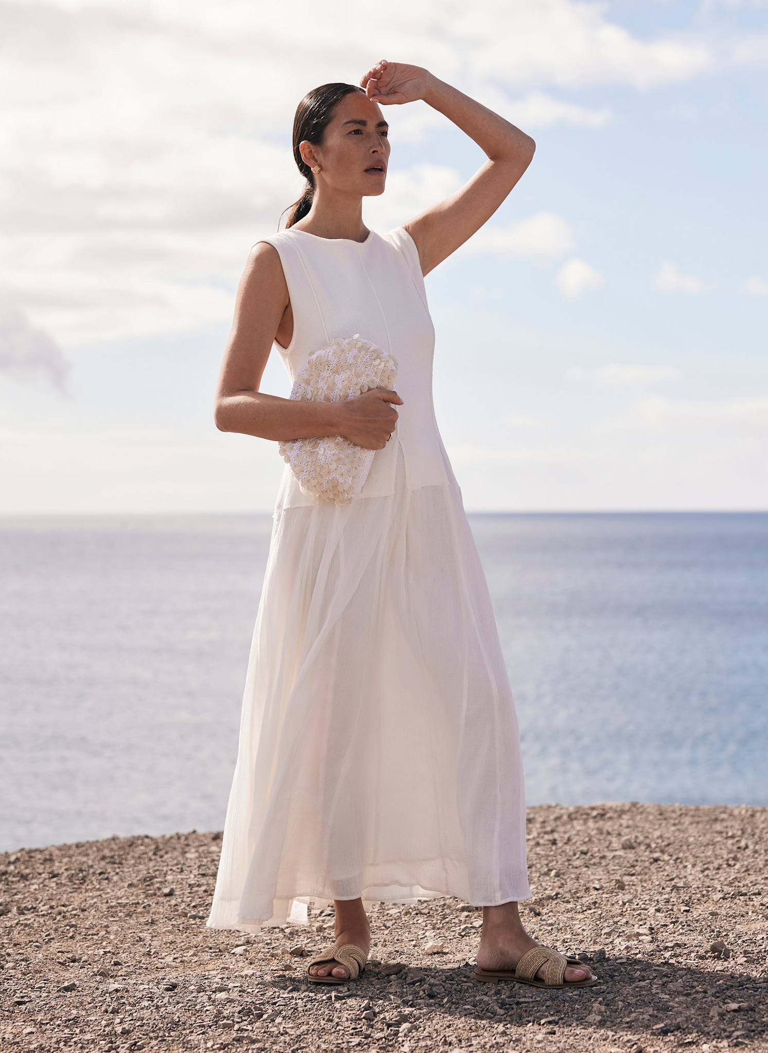 Cream Cotton Drop Waist Maxi Dress – Mint Velvet