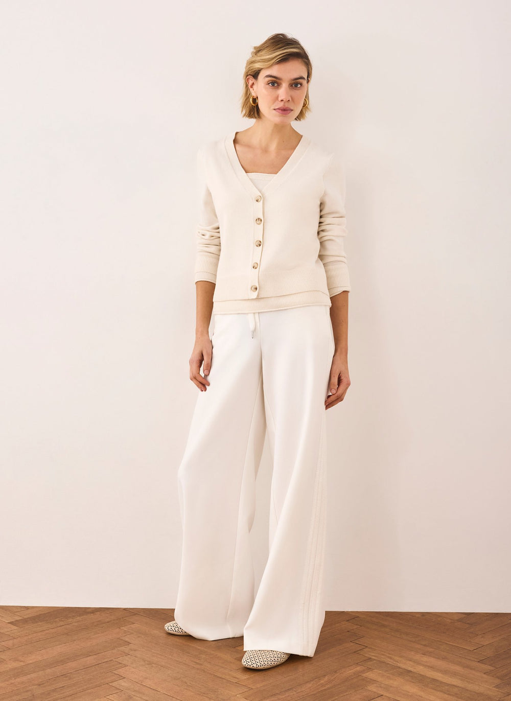 Cream Crochet Side Stripe Trousers