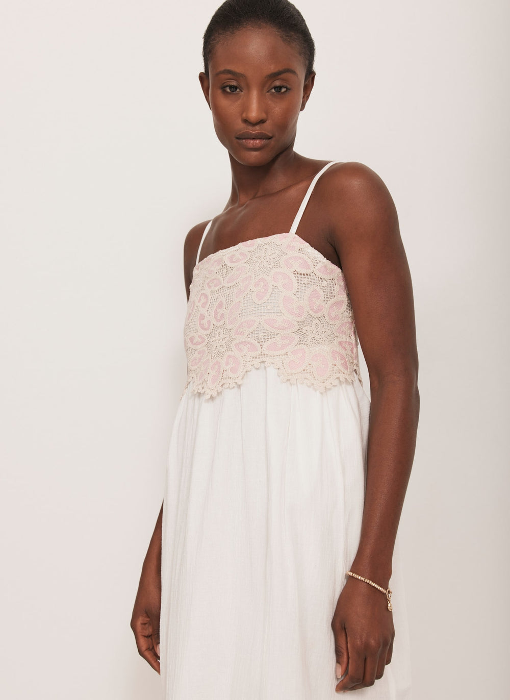 Cream Crochet Trim Maxi Dress