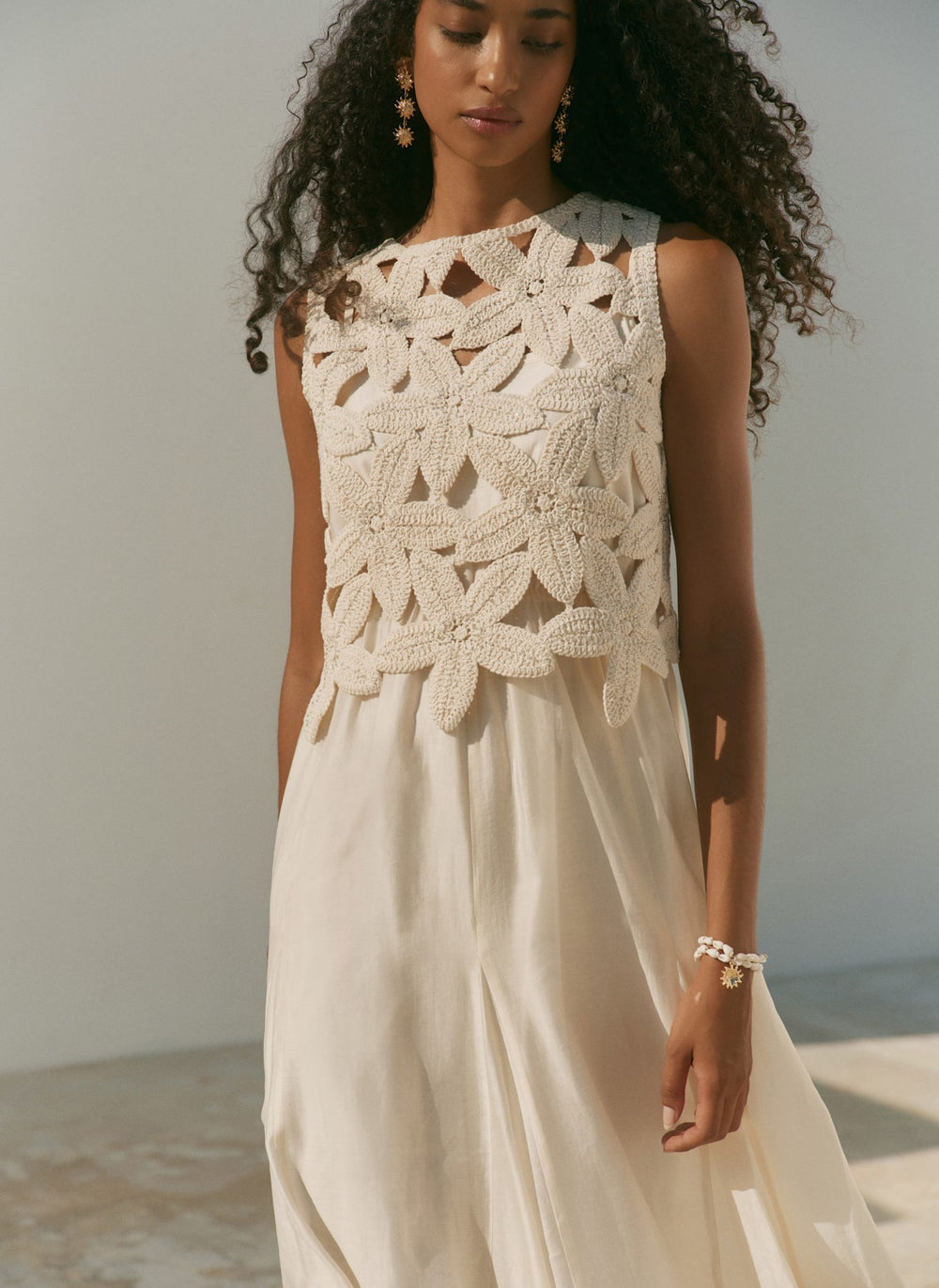 Cream Cotton Blend Crochet Maxi Dress Mint Velvet Cream Cotton Blend Crochet Maxi Dress Mint Velvet