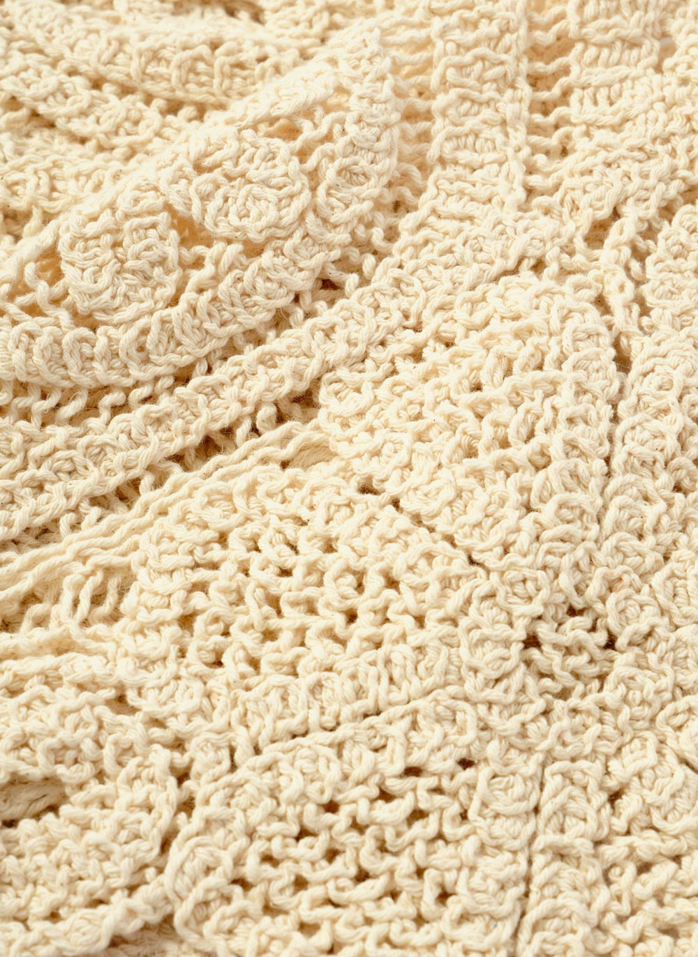 Cream Crochet Wrap Scarf