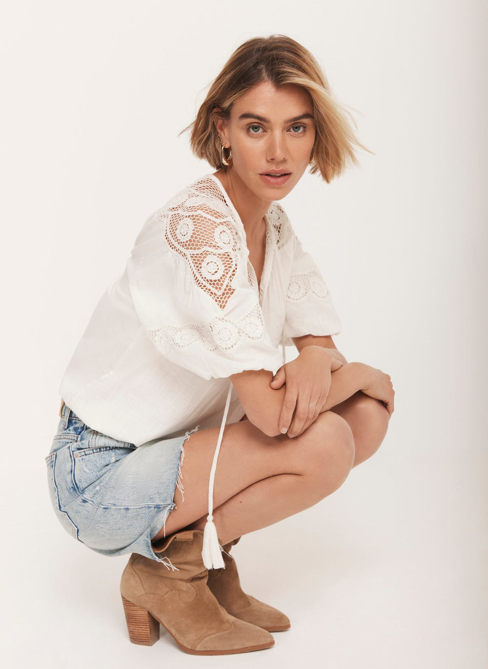 Cream Cotton Embroidered Top