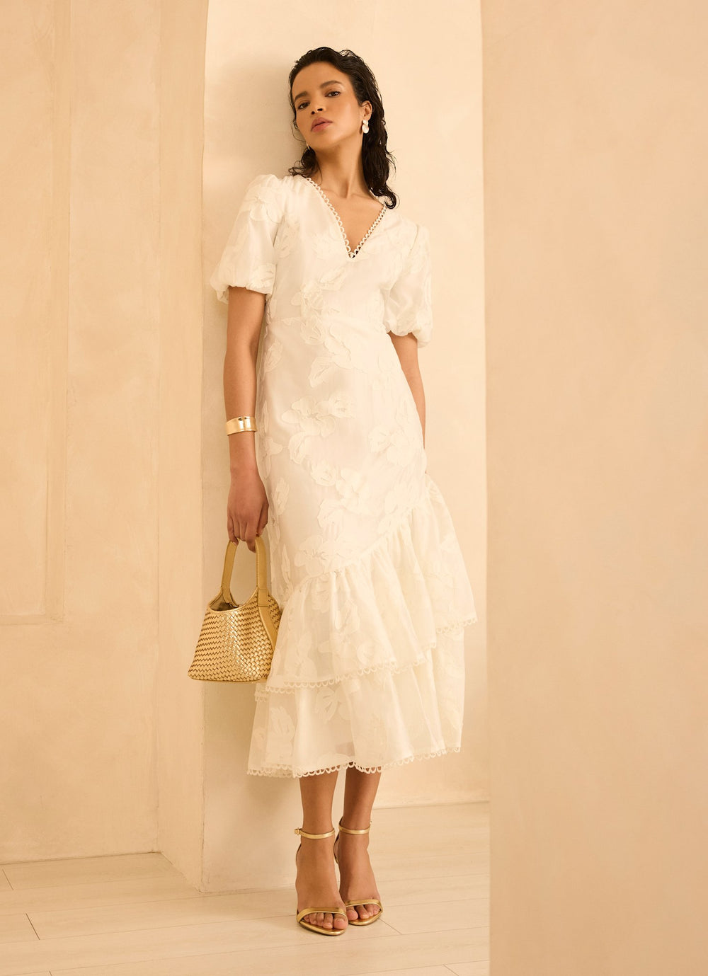 Cream Cotton Blend Floral Maxi Dress – Mint Velvet