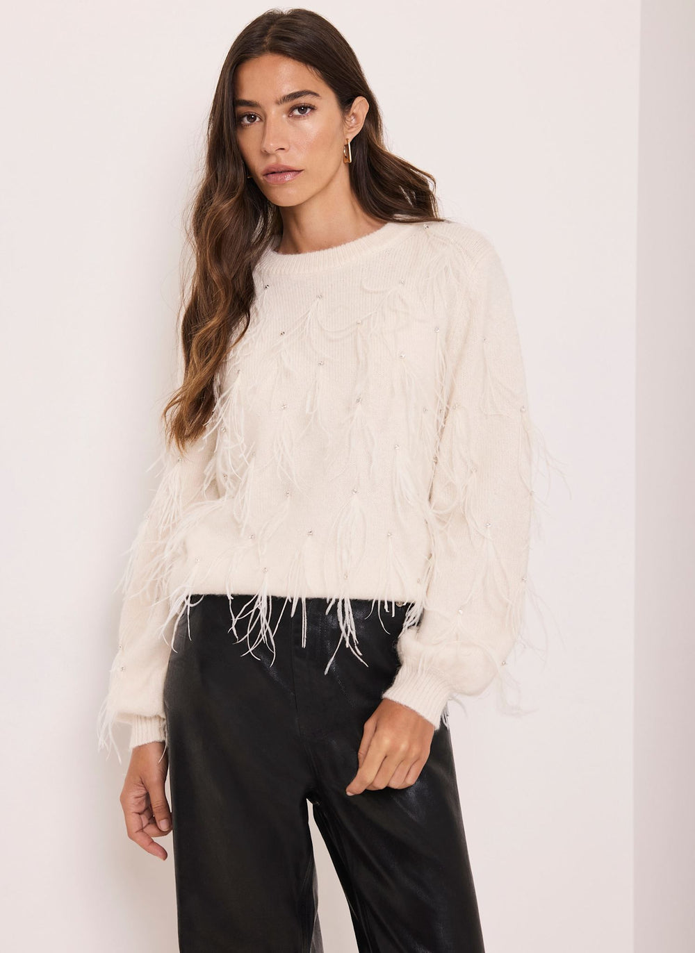 Cream Textured Feather Detail Jumper