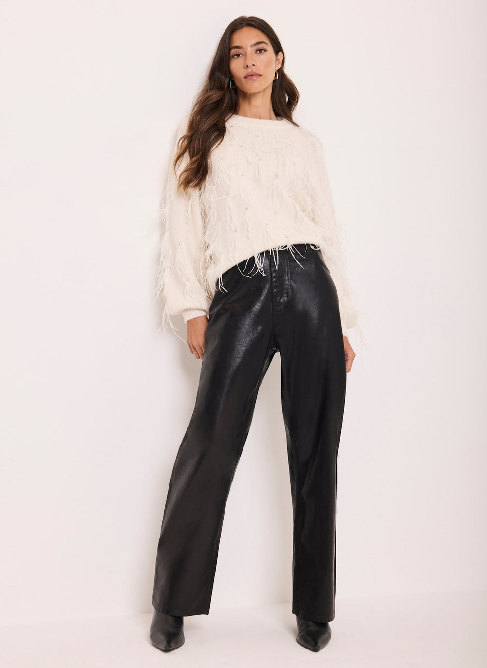 Cream Textured Feather Detail Jumper
