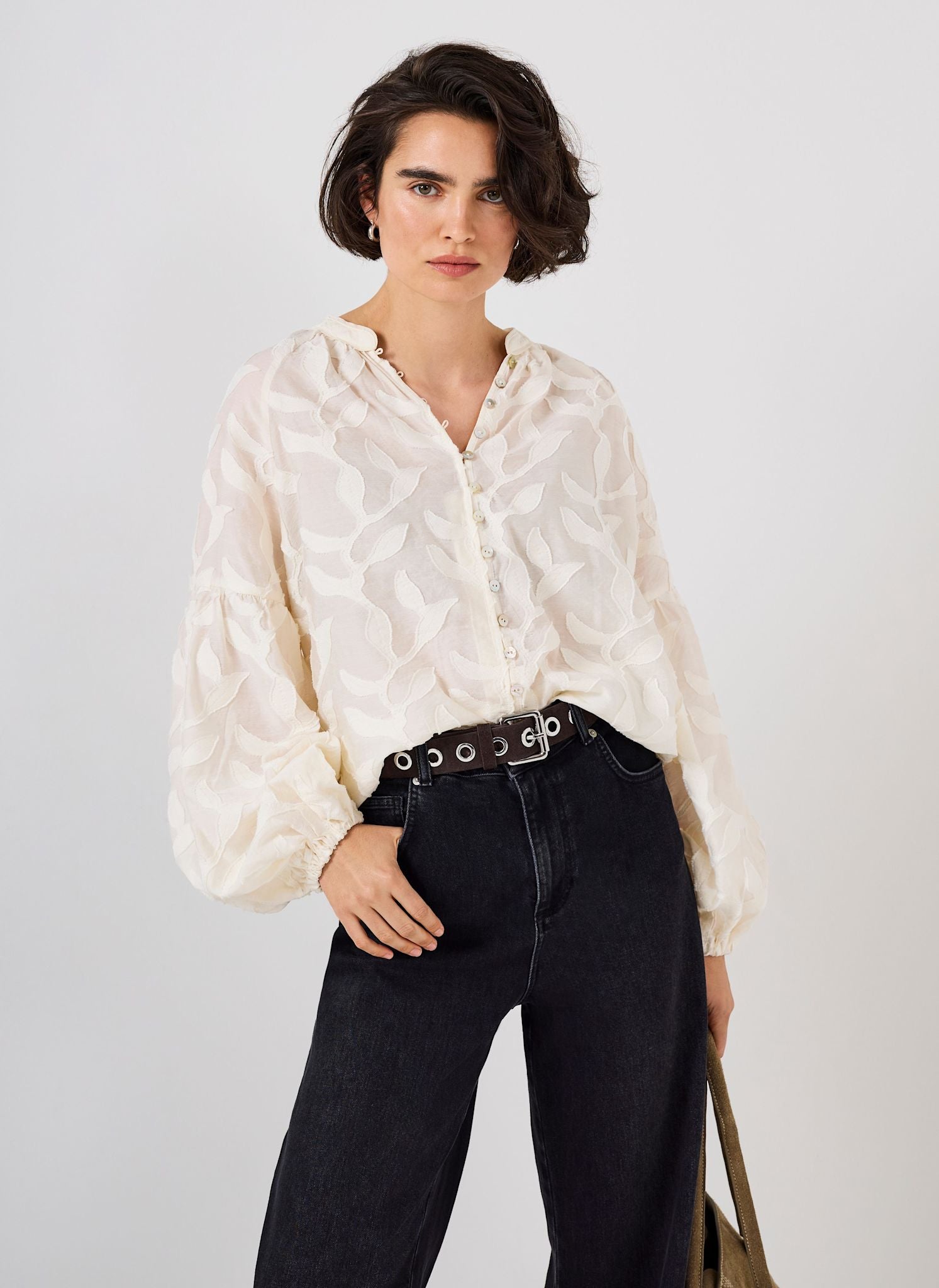 Floral Jacquard Blouse