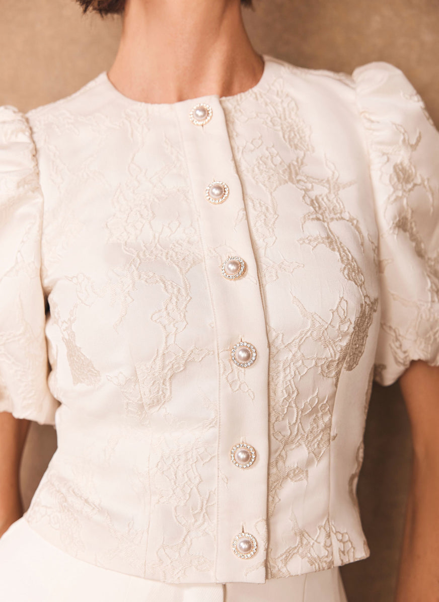 Cream 015 Silk Jacquard