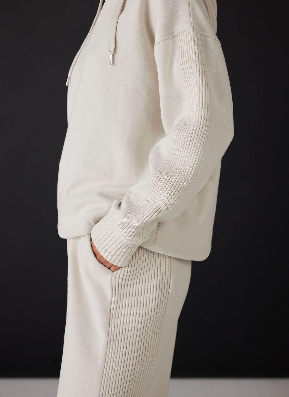 Cream Cotton Blend Wide Leg Joggers