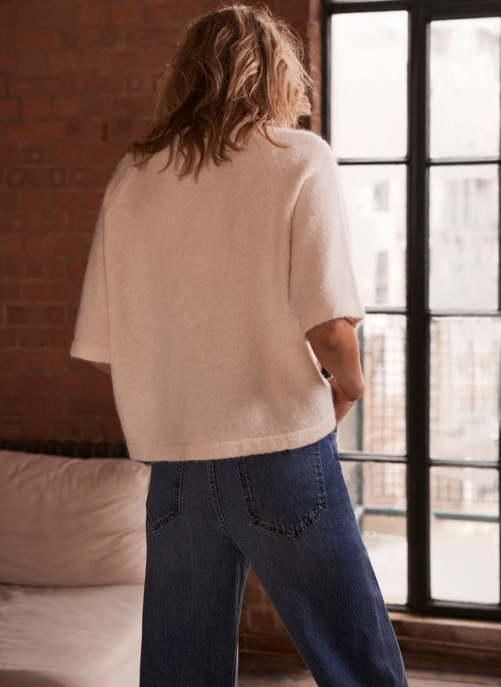 Cream Wool Blend Knit Top