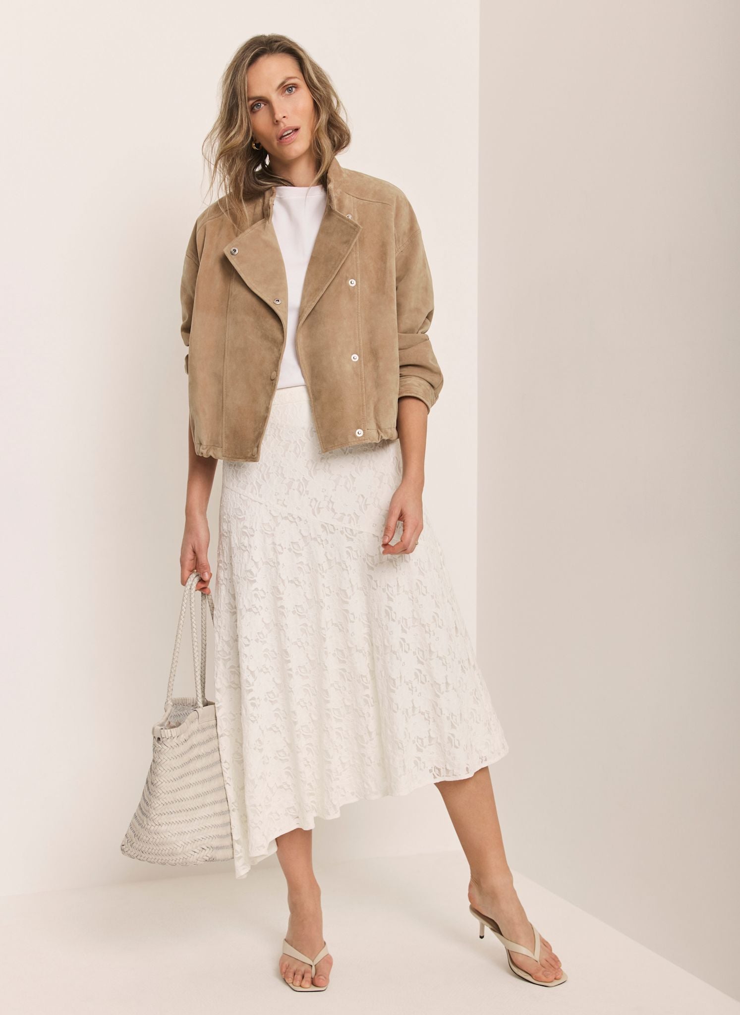 Cream Lace Asymmetric Skirt – Mint Velvet