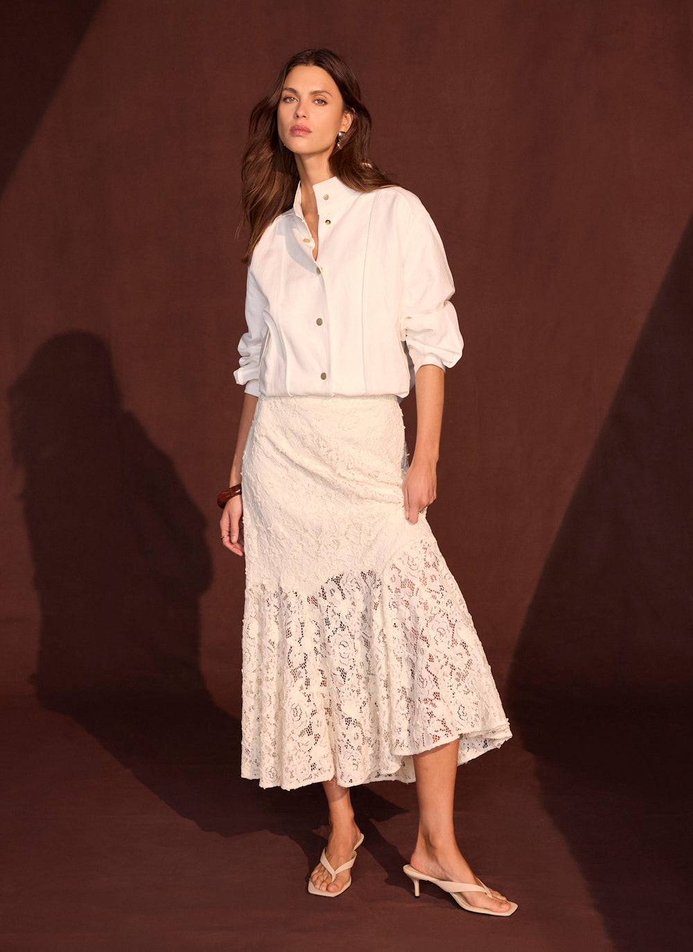 Cream Lace Maxi Skirt