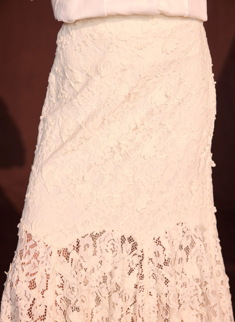Cream Lace Maxi Skirt