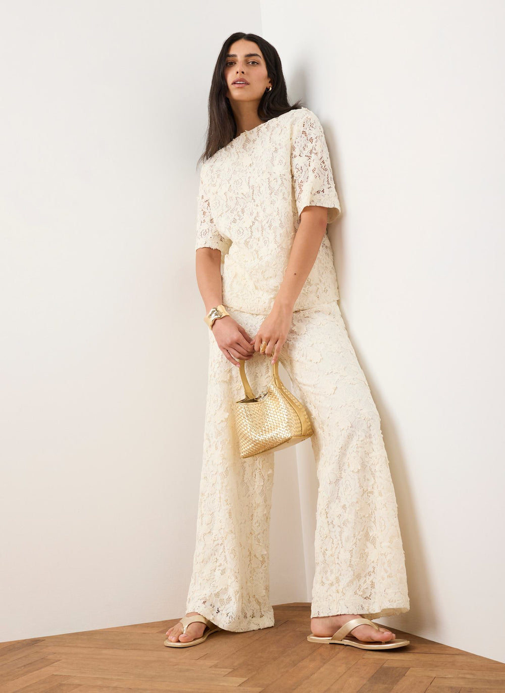 Cream Lace Oversized Top