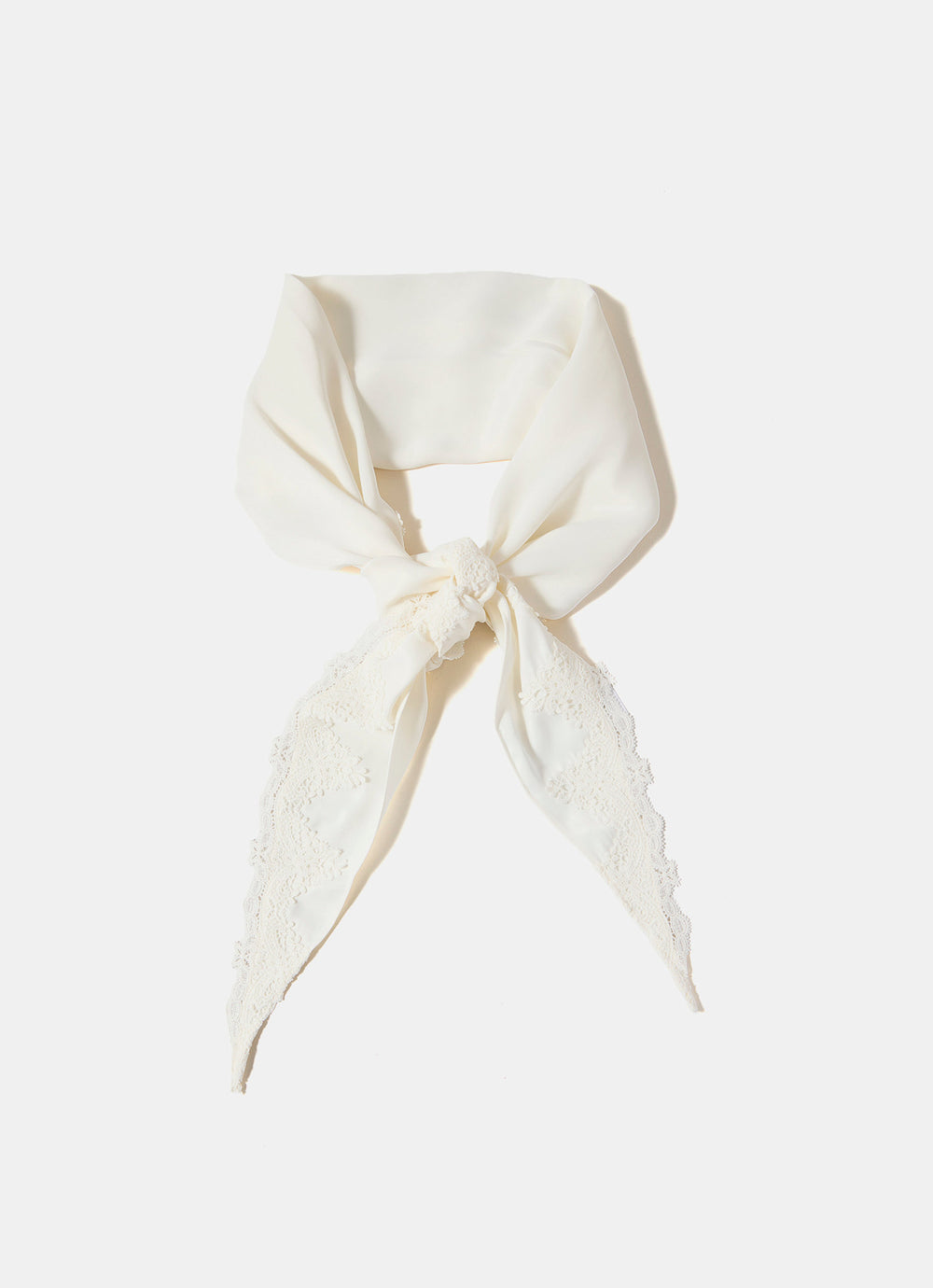 Cream Satin Lace Trim Scarf