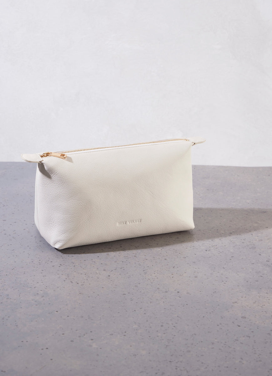 Cream Leather Large Wash Bag – Mint Velvet