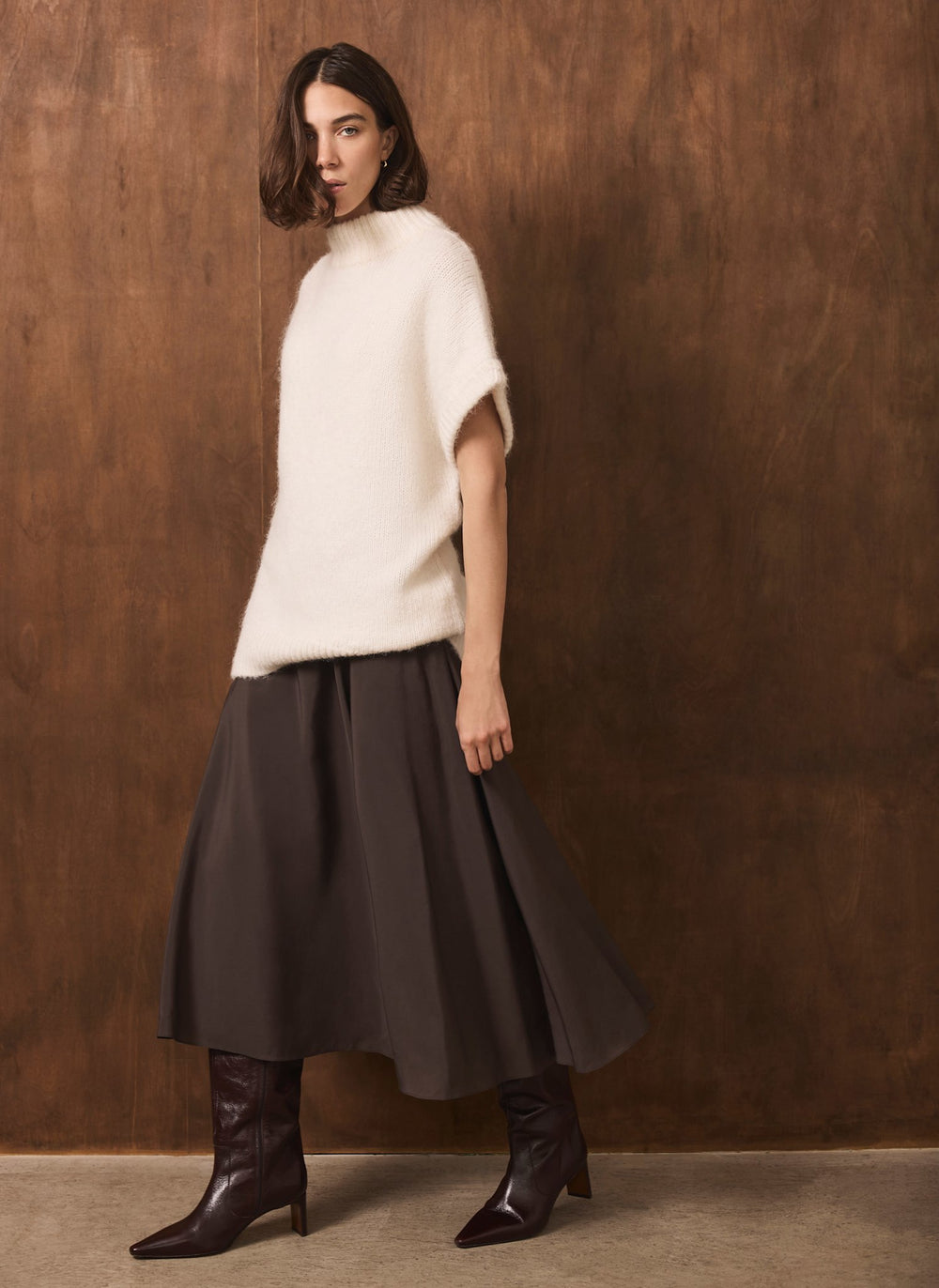 Cream Longline Knit Top