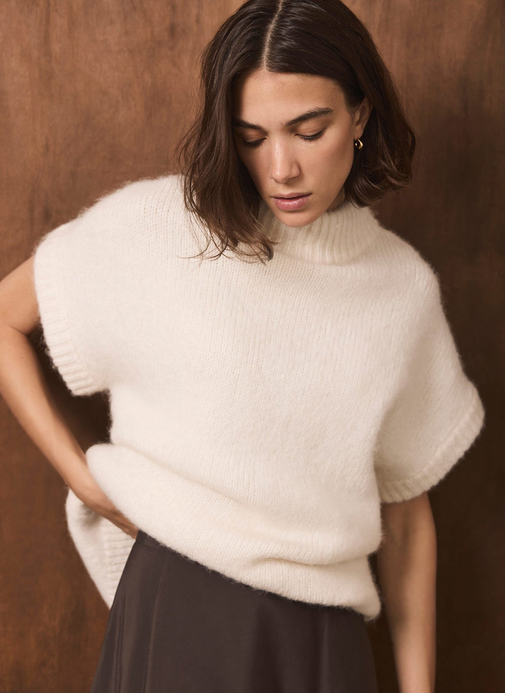 Cream Longline Knit Top