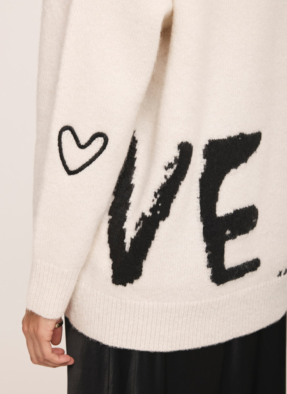 Cream Wool Blend Graphic Love Jumper
