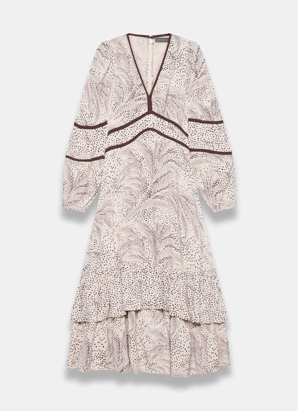 cream boho maxi dress Mint Velvet Cream Printed Boho Maxi Dress | Size 02 | Cream | Long Sleeve
