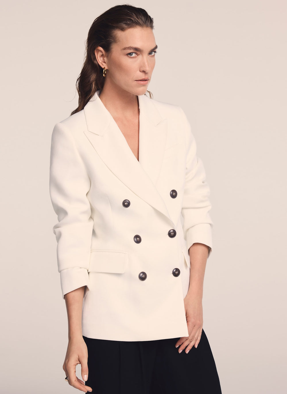 Cream Double Breasted Blazer