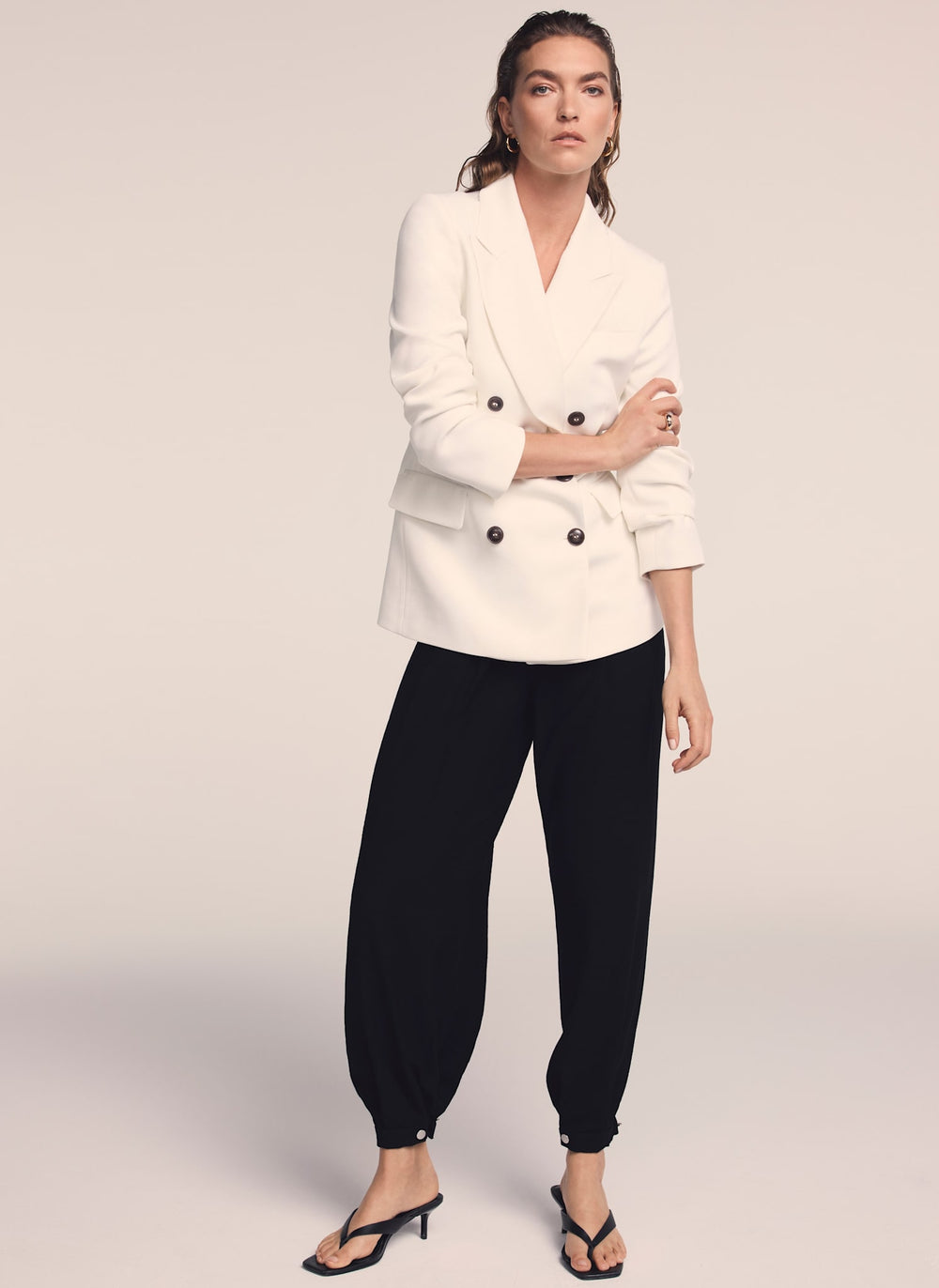 Cream Double Breasted Blazer
