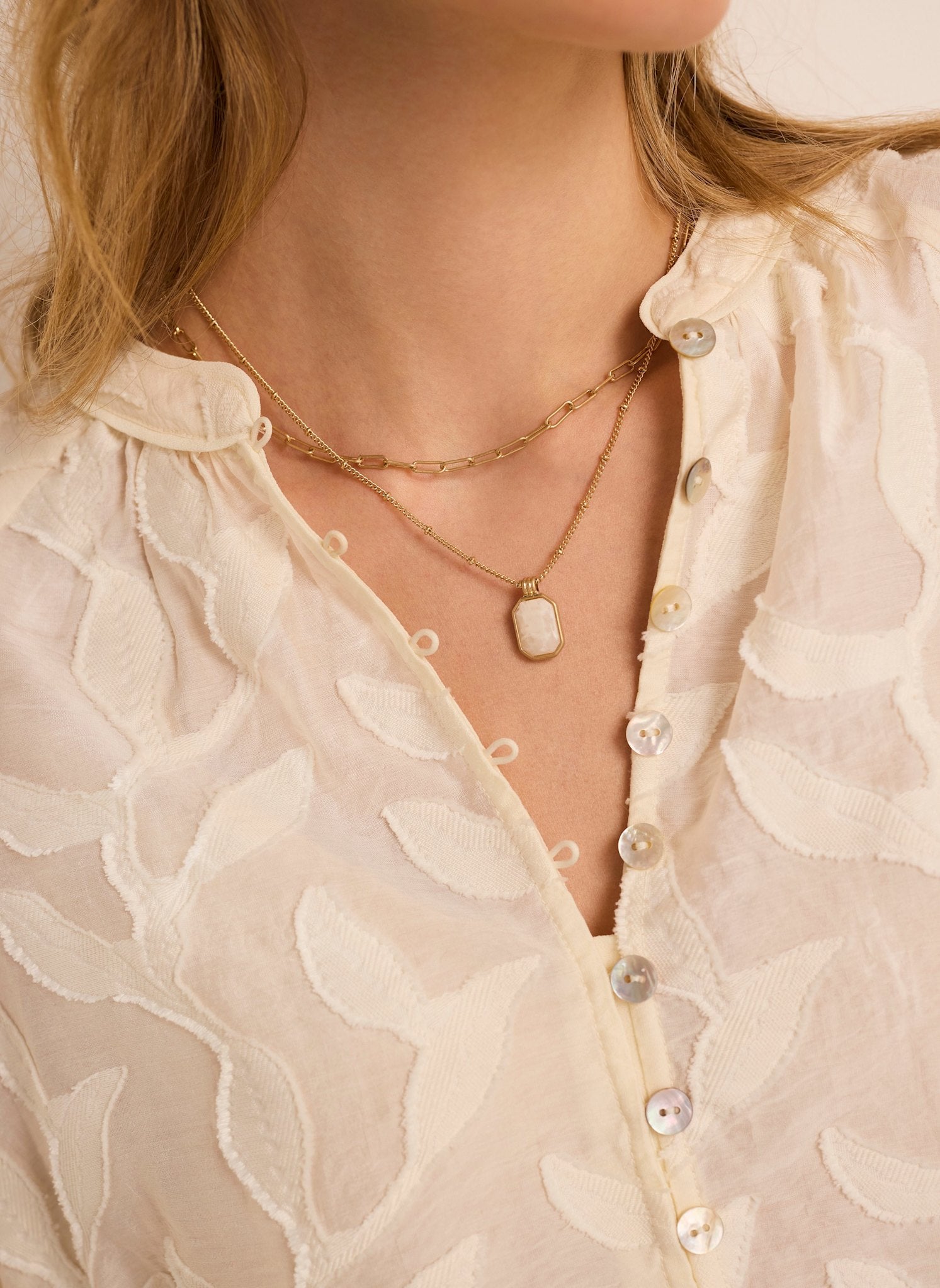 Gold Tone Resin Layered Necklace