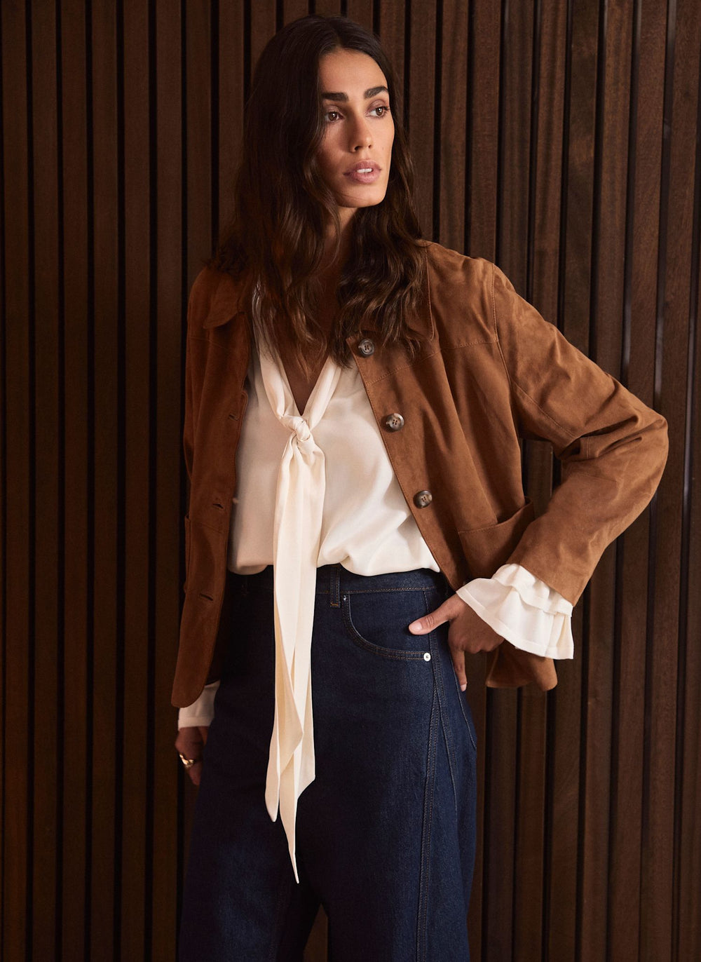 Cream Satin Pussybow Blouse