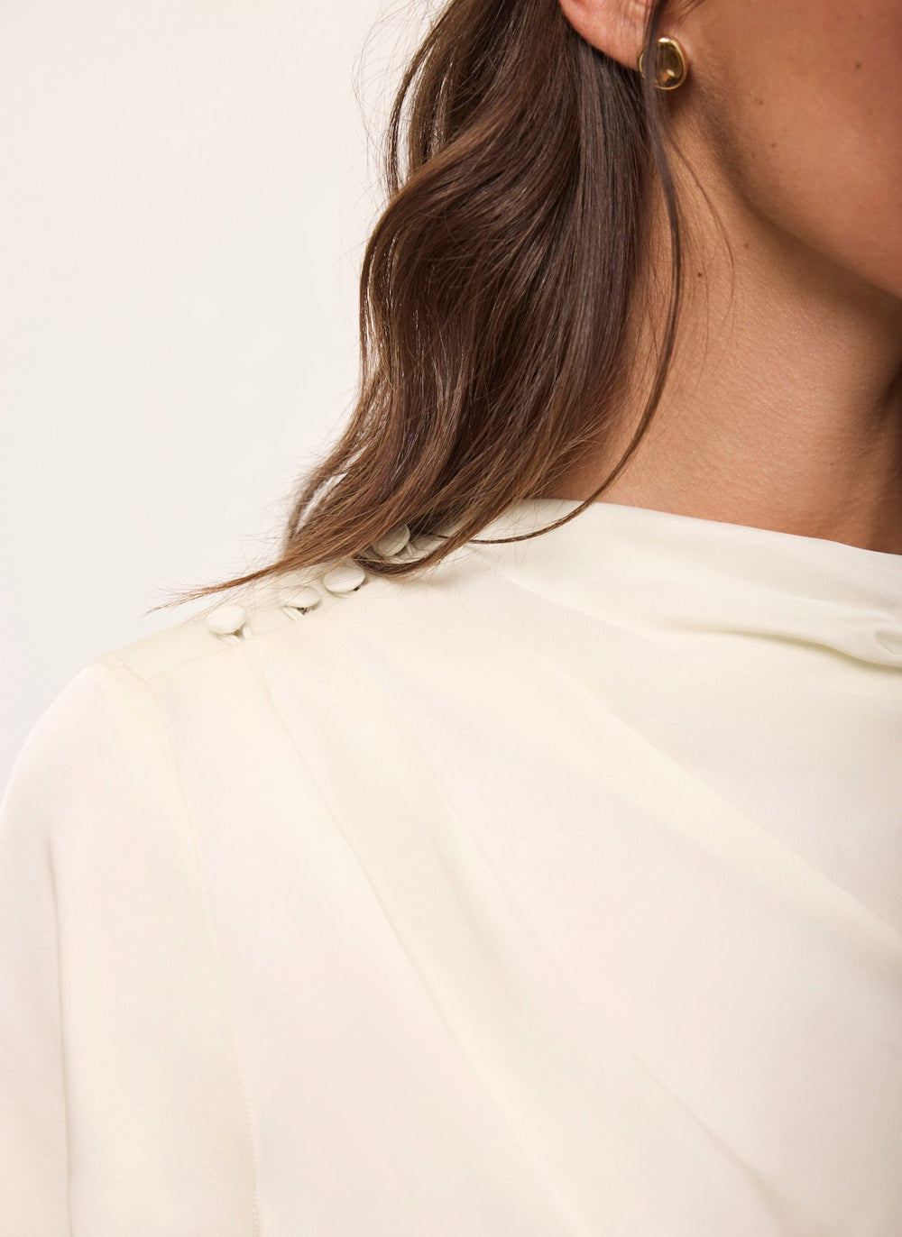 Cream Satin Drape Top